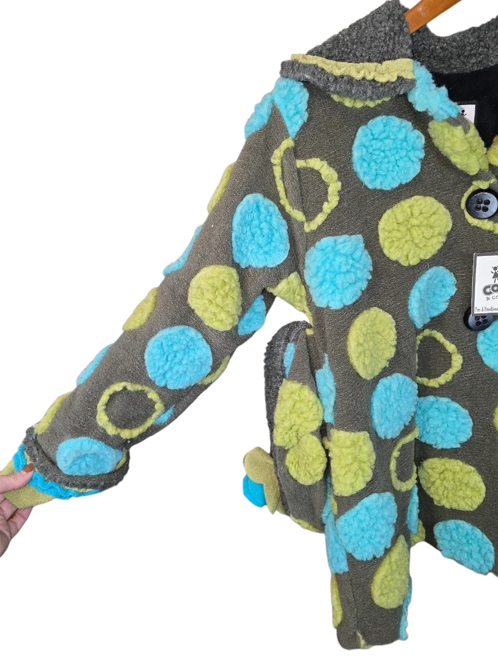 Corky & Company Girls Swing Coat NWT Polka Dot Fleece Jacket w/ Hat Size 8
